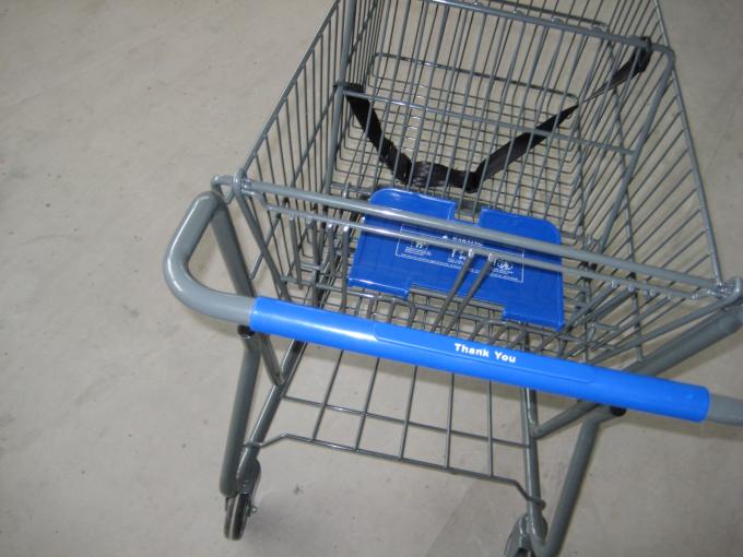 Supermarket Wire Shopping Basket With Wheels , Commercial Shopping Trolley